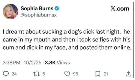 ATMLA’s Sophia Burns Dreams About Blowing A Dog. WTF? @sophiaburnsx